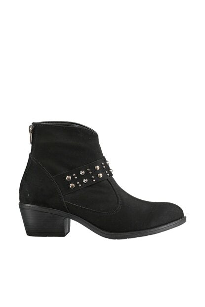 Women's Buckle Black Suede Boot