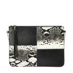 Women's Chain Strap Snake Pattern Black Bag