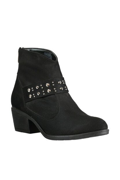 Women's Buckle Black Suede Boot