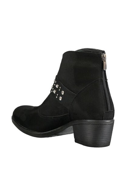 Women's Buckle Black Suede Boot