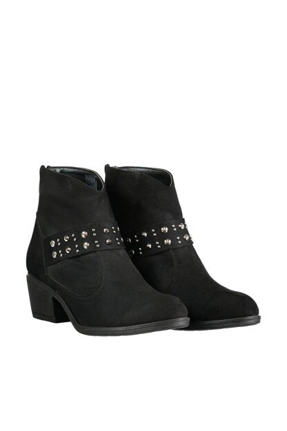 Women's Buckle Black Suede Boot
