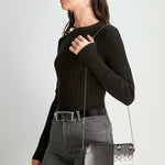 Women's Chain Strap Snake Pattern Black Bag