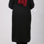 Women's Oversize Black Crimped Fabric Tunic & Pants Set