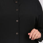 Women's Oversize Black Crimped Fabric Tunic & Pants Set