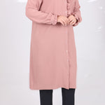 Women's Oversize Frill Long Dusty Rose Shirt