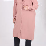 Women's Oversize Frill Long Dusty Rose Shirt