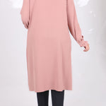 Women's Oversize Frill Long Dusty Rose Shirt