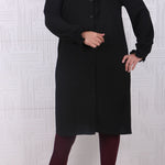 Women's Oversize Frill Long Black Shirt