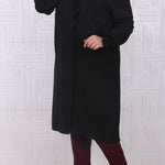Women's Oversize Frill Long Black Shirt