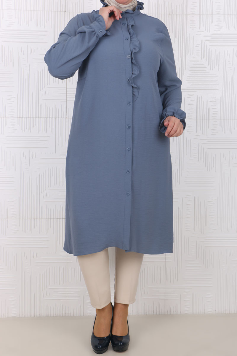 Women's Oversize Frill Indigo Shirt