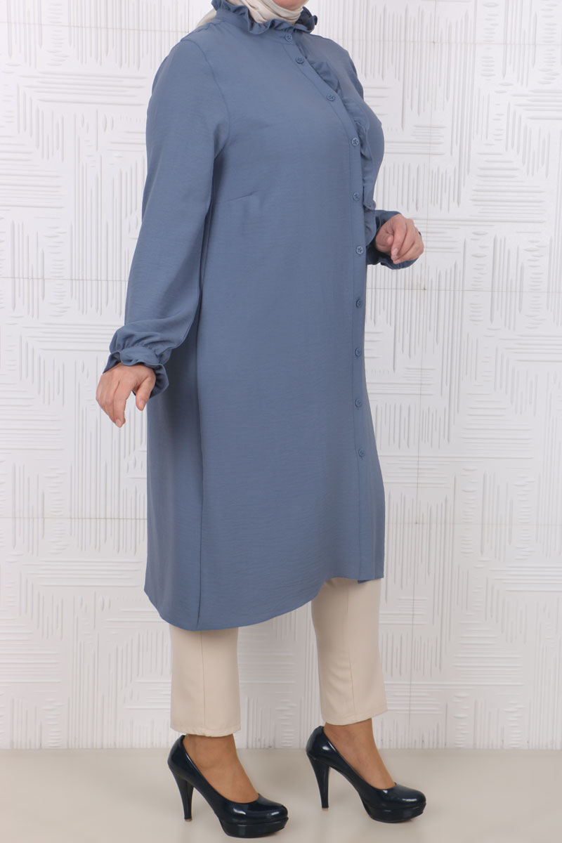 Women's Oversize Frill Indigo Shirt