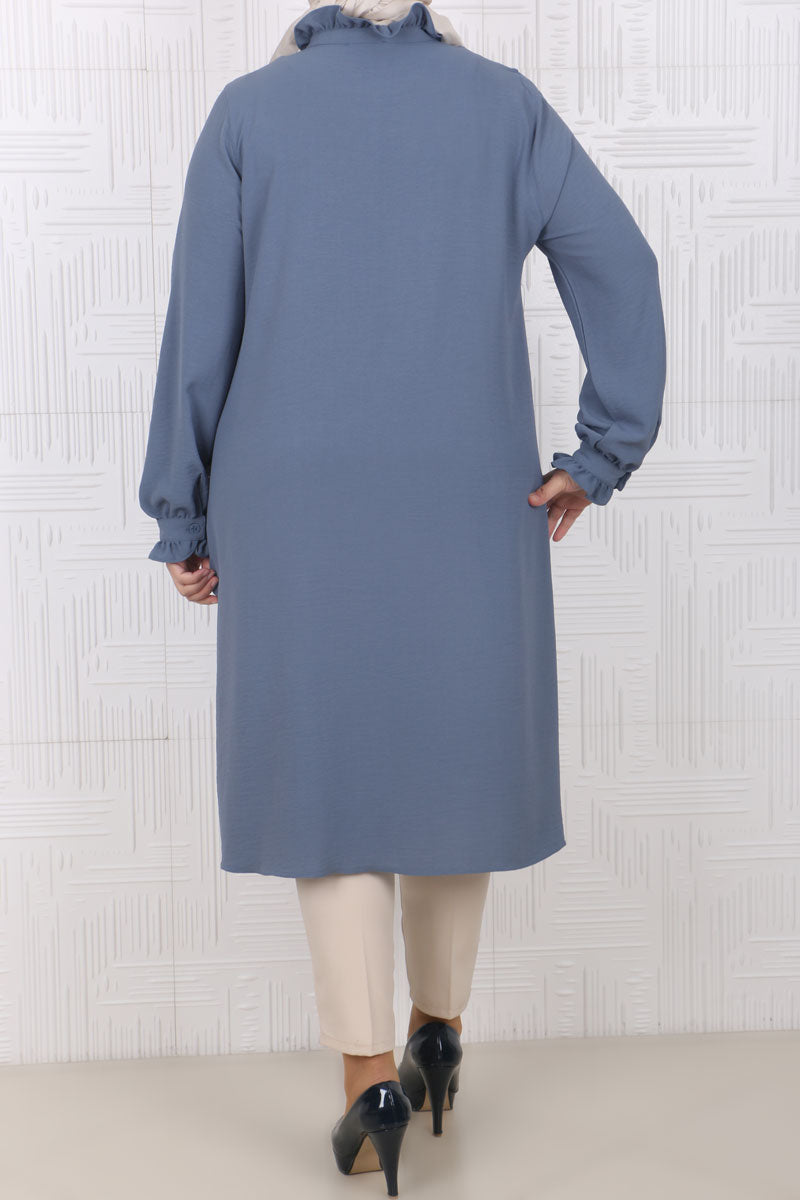 Women's Oversize Frill Indigo Shirt