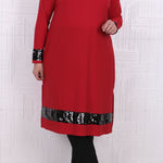 Women's Oversize Sequin Detail Red Tunic