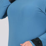 Women's Oversize Sequin Detail Blue Tunic