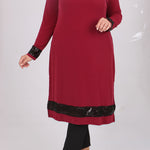 Women's Oversize Sequin Detail Maroon Tunic