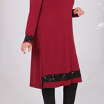 Women's Oversize Sequin Detail Maroon Tunic