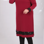 Women's Oversize Sequin Detail Maroon Tunic