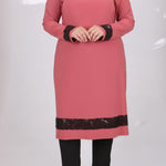 Women's Oversize Sequin Detail Dusty Rose Tunic