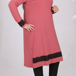 Women's Oversize Sequin Detail Dusty Rose Tunic