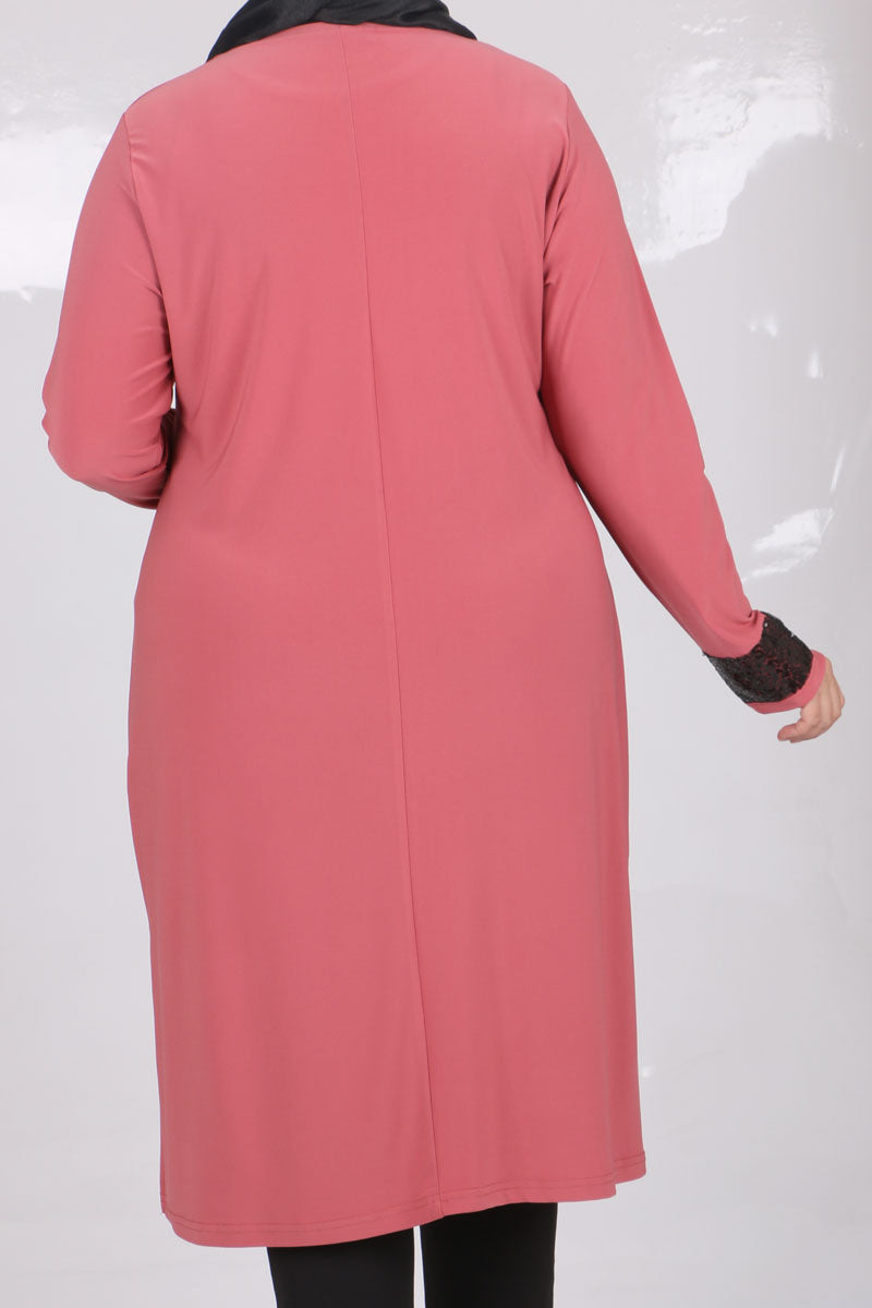 Women's Oversize Sequin Detail Dusty Rose Tunic