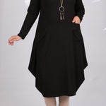 Women's Oversize Black Combed Cotton Tunic