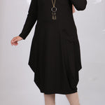 Women's Oversize Black Combed Cotton Tunic