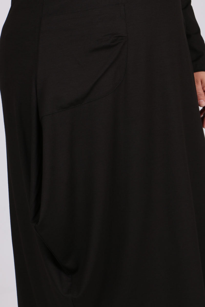 Women's Oversize Black Combed Cotton Tunic