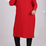 Women's Oversize Collar Detail Red Tunic