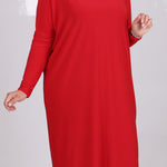 Women's Oversize Collar Detail Red Tunic