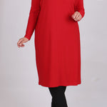 Women's Oversize Collar Detail Red Tunic