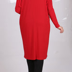 Women's Oversize Collar Detail Red Tunic