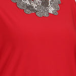 Women's Oversize Collar Detail Red Tunic