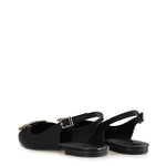 Women's White Gemmed Black Slingback Shoes