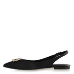 Women's White Gemmed Black Slingback Shoes