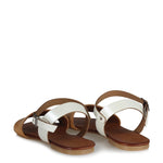 Women's Camel White Leather Sandals
