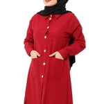 Women's Pocket Claret Red Modest Tunic & Pants Set