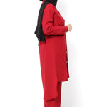 Women's Pocket Claret Red Modest Tunic & Pants Set