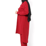 Women's Pocket Claret Red Modest Tunic & Pants Set