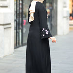 Women's Floral Guipure Detail Black Abaya