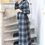 Women's Plaid Navy Blue Long Dress