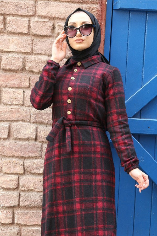 Women's Plaid Pattern Long Dress