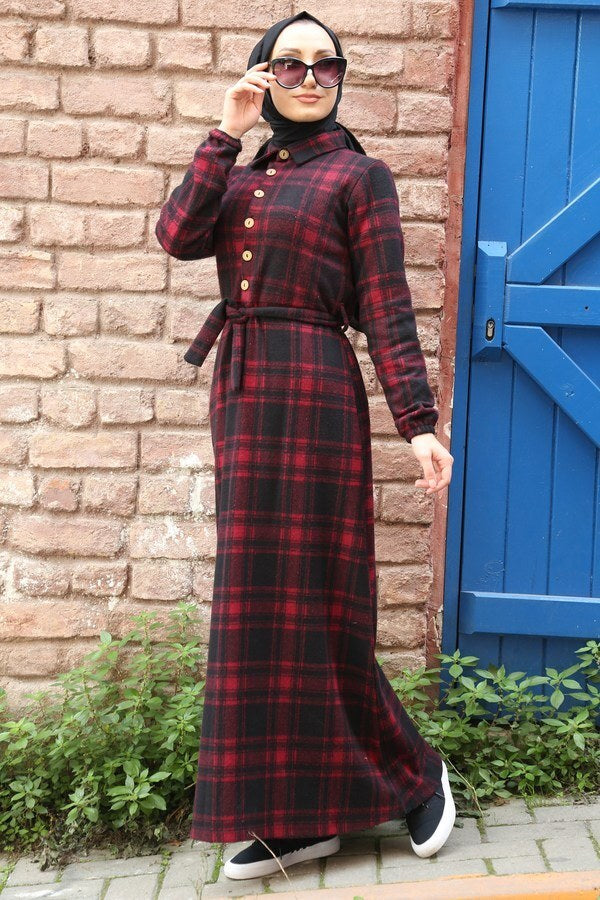 Women's Plaid Pattern Long Dress