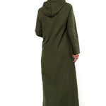 Women's Hooded Wooden Button Khaki Abaya