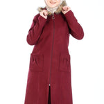 Women's Fur Detail Claret Red Cachet Jacket