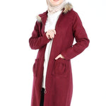 Women's Fur Detail Claret Red Cachet Jacket