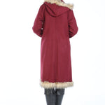 Women's Fur Detail Claret Red Cachet Jacket