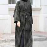 Women's Checkered Anthracite Stylish Cachet Coat
