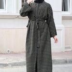Women's Checkered Anthracite Stylish Cachet Coat