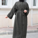 Women's Checkered Anthracite Stylish Cachet Coat
