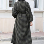 Women's Checkered Anthracite Stylish Cachet Coat